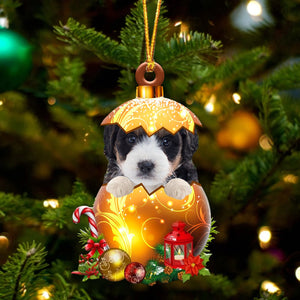 Cute Bernedoodle In Golden Egg Christmas Ornament, Pet Love Gift, Christmas Ornament, Christmas Gift