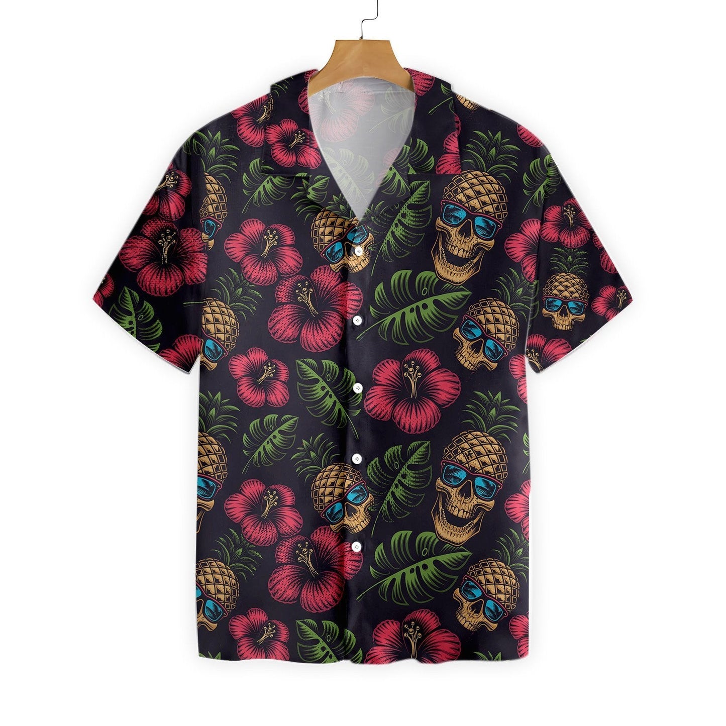 Amazing Pineapple Skull Dark Color Design Hawaiian Shirt, Hawaiian For Gift