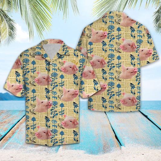 Lovely Pig And Floral Design Hawaiian Shirt,Hawaiian Shirt Gift, Christmas Gift