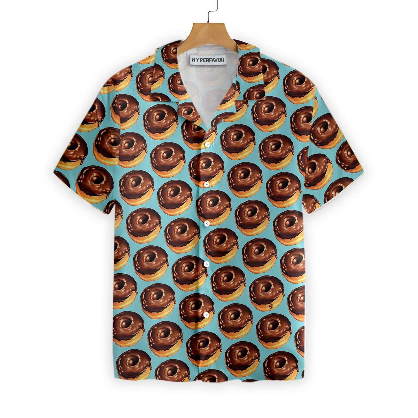 Chocolate Donuts On Light Sky Blue Design Hawaiian Shirt, Hawaiian Shirt Gift, Christmas Gift