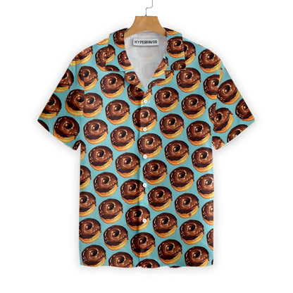 Chocolate Donuts On Light Sky Blue Design Hawaiian Shirt, Hawaiian Shirt Gift, Christmas Gift