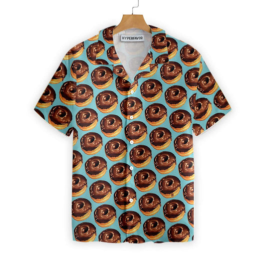 Chocolate Donuts On Light Sky Blue Design Hawaiian Shirt, Hawaiian Shirt Gift, Christmas Gift