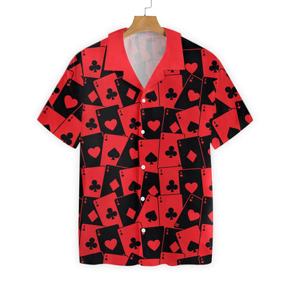 Red And Black Poker Seamless Pattern Hawaiian Shirt,Hawaiian Shirt Gift, Christmas Gift