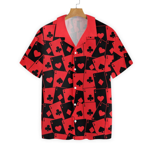 Red And Black Poker Seamless Pattern Hawaiian Shirt,Hawaiian Shirt Gift, Christmas Gift