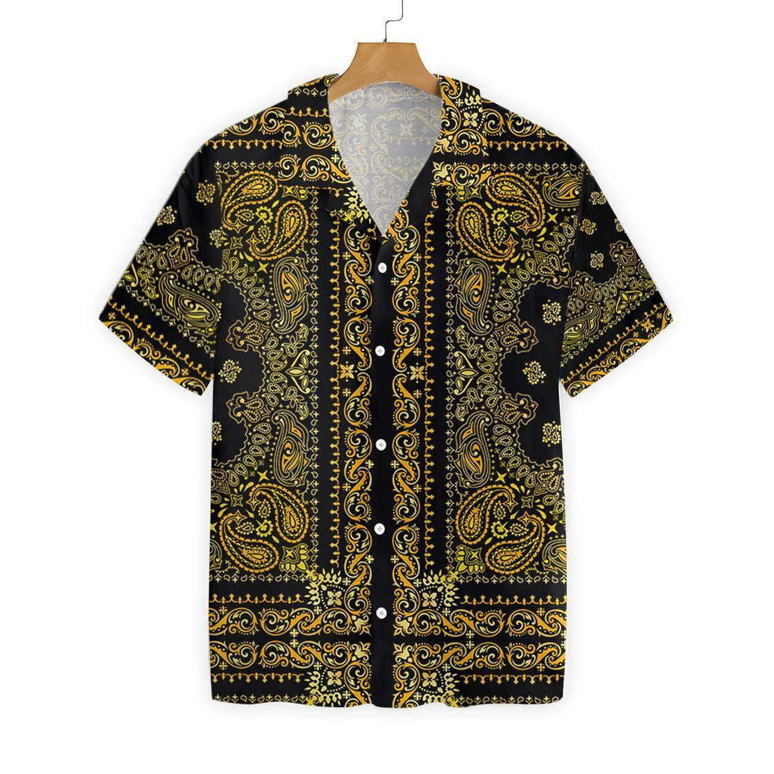 Barber Bandana Style Gold Design Hawaiian Shirt, Hawaiian For Gift