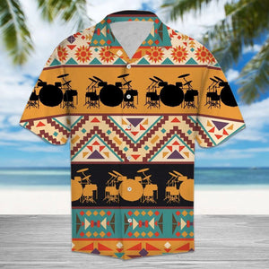 Amazing Drums With Geometric Design Hawaiian Shirt, Hawaiian For Gift