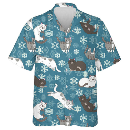Sleeping And Playing Cat On The Blue Background Hawaiian Shirt, Hawaiian Shirt Gift, Christmas Gift