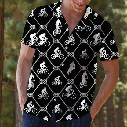 Biking Is My Passion Black And White Design Hawaiian Shirt, Hawaiian Shirt Gift, Christmas Gift