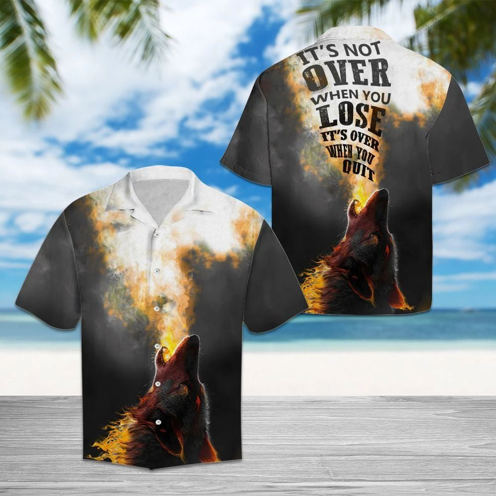 Howling Wolf In Dark Night Design Hawaiian Shirt, Hawaiian For Gift