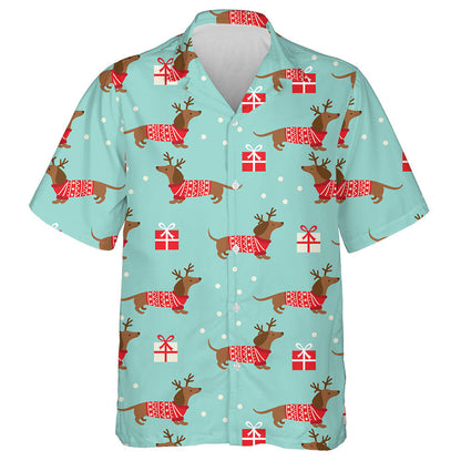 Christmas Winter Dachshund Presents And Snow Hawaiian Shirt, Hawaiian For Gift