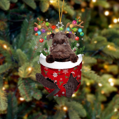 Chocolate Miniature Schnauzer In Snow Pocket Christmas Ornament Flat Acrylic Dog Ornament,Christmas Shape Ornament, Happy Christmas Ornament, Christmas Gift, Christmas Decoration
