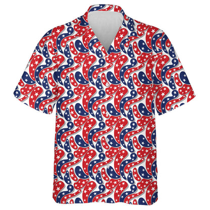 Modern Pattern Filled Red And Blue Star Painting Hawaiian Shirt, Hawaiian Shirt Gift, Christmas Gift