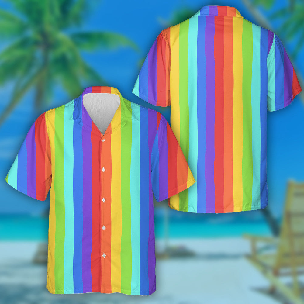 Hand Drawn Rainbow Stripes For LGBT Hawaiian Shirt, Hawaiian For Gift