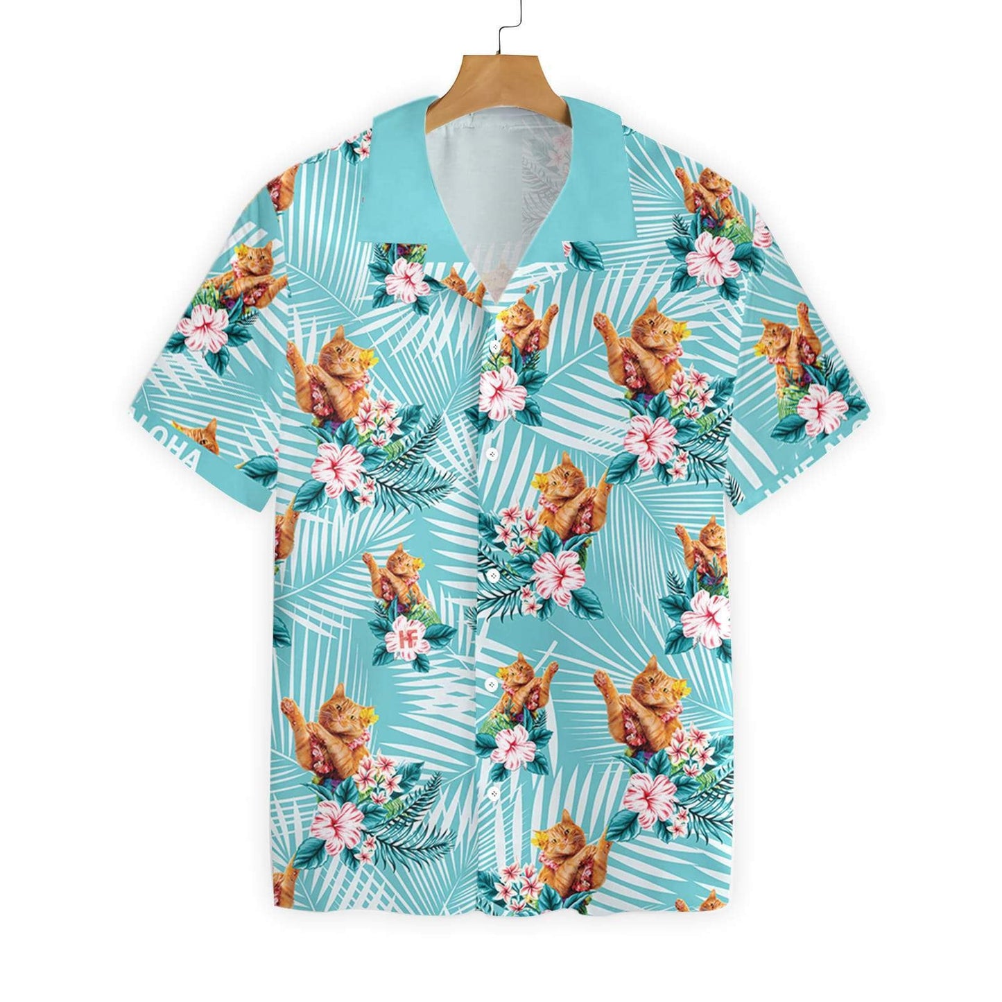 Cat Aloha On Light Sky Blue Design Hawaiian Shirt, Hawaiian Shirt Gift, Christmas Gift