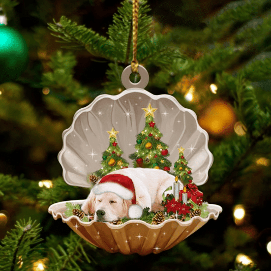 Cute Golden Retriever Sleeping in Pearl Dog Christmas Ornament Flat Acrylic, Christmas Gift,Christmas Decoration