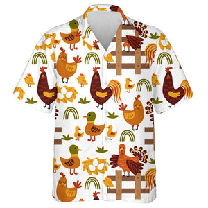 The Farmhouse With Chicken Cock And Duck Hawaiian Shirt,Hawaiian Shirt Gift, Christmas Gift