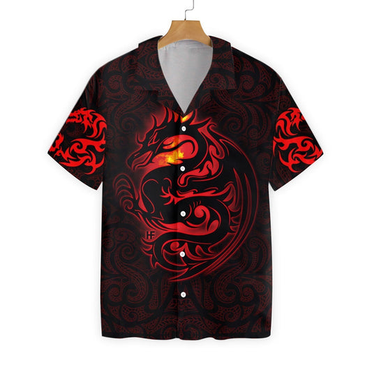 Dragon Tribal Tattoo Art In Dark Design Hawaiian Shirt, Hawaiian Shirt Gift, Christmas Gift