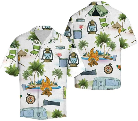 Camping Lover Hawaiian Aloha Shirt Unisex Shorts Sleeve Colorful Hawaiian Shorts Beach Short Sleev_ Hawaiian Shirts -Hawaiian Shirt Gift, Christmas Gift