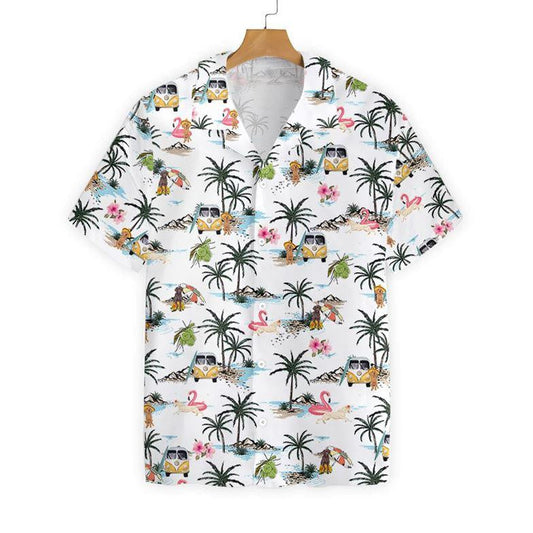 Labrador On White Skin Pattern Hawaiian Shirt, Hawaiian Shirt Gift, Christmas Gift