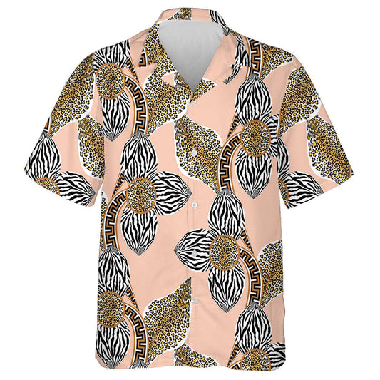 Exotic Flowers With Zebra Leopard And Greek Motifs Hawaiian Shirt, Hawaiian Shirt Gift, Christmas Gift