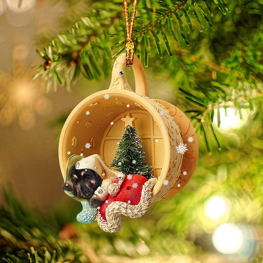 Afghan Hound Sleeping in a tiny cup Christmas Holiday-Two Sided Christmas Plastic Hanging Ornament, Christmas Ornament Gift, Christmas Gift, Christmas Decoration