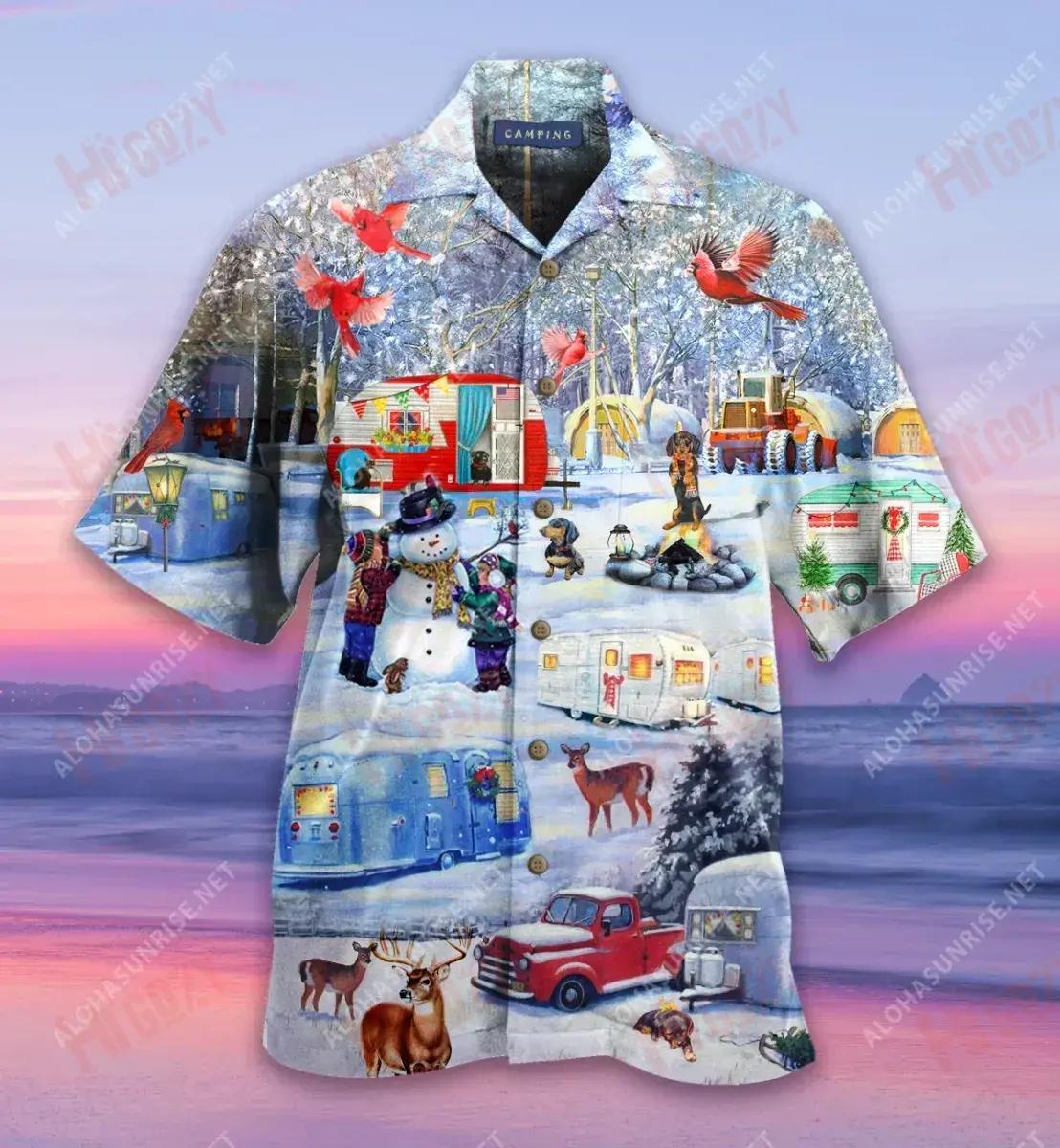 Camping Before Christmas Short Short Sleeve Shirt Summer Hawaiian T Shirts Tactical Hawaiian Shirt Hawaiian Shirts For Women, Hawaiian Shirt Gift, Christmas Gift