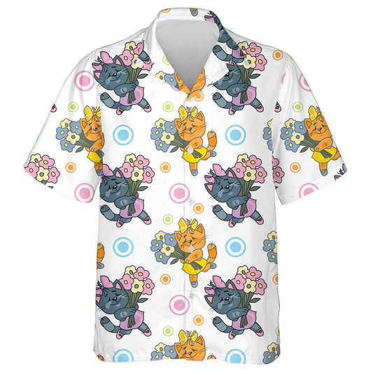 Lady Cat Is Holding A Bouquet In Happy Day Hawaiian Shirt, Hawaiian Shirt Gift, Christmas Gift