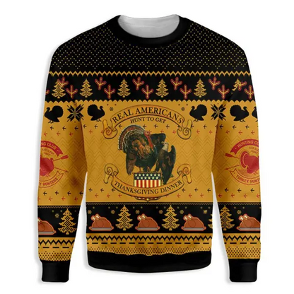 Americans Turkey Hunting Thanksgiving Ugly Christmas Sweater, Christmas Ugly Sweater,Christmas Gift,Gift Christmas 2022