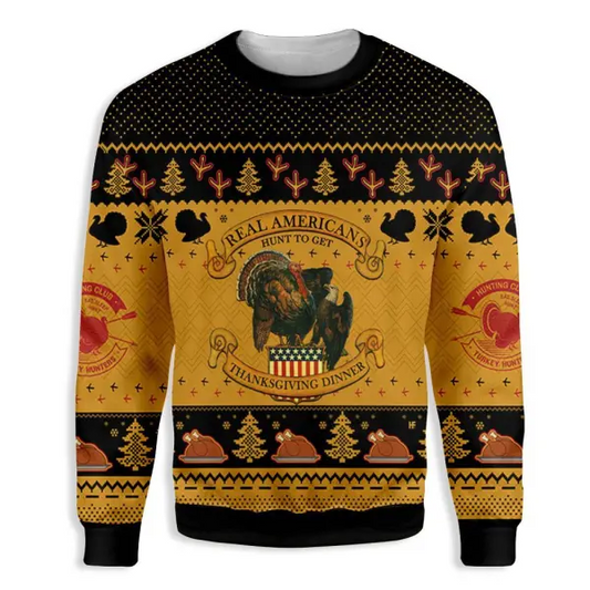 Americans Turkey Hunting Thanksgiving Ugly Christmas Sweater, Christmas Ugly Sweater,Christmas Gift,Gift Christmas 2022