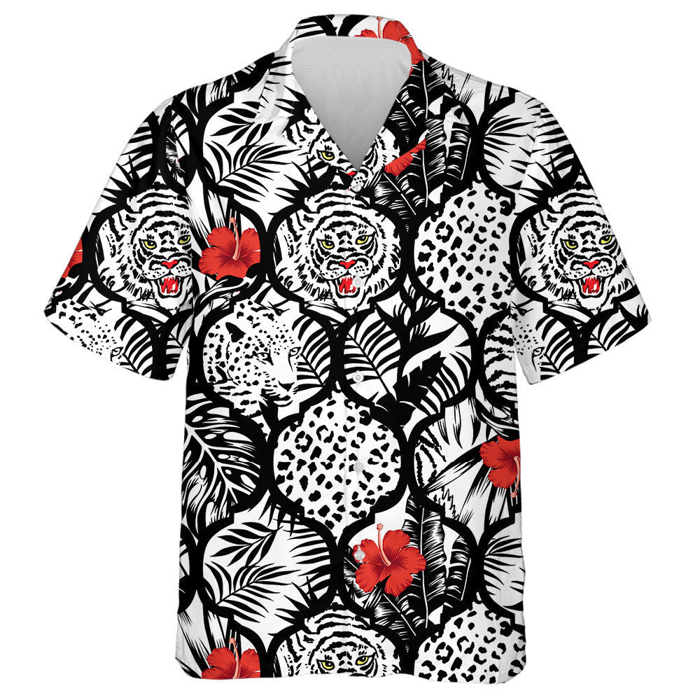 Wild African Leopard Exotic Patchwork Background Hawaiian Shirt, Hawaiian Shirt Gift, Christmas Gift