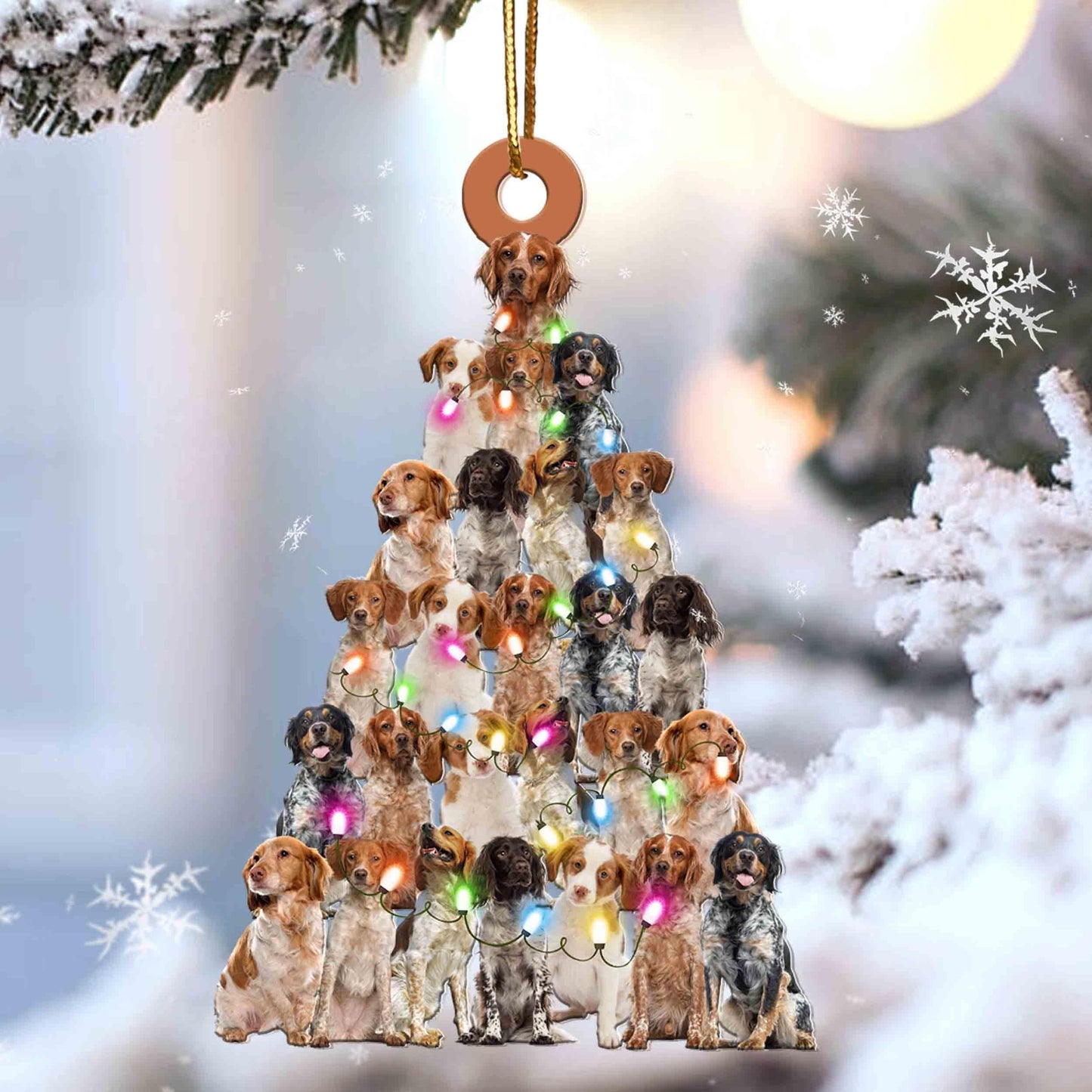 Brittany Spaniel lovely tree gift for Brittany Spaniel gift for dog mom Christmas Plastic Hanging Ornament,Christmas Ornament Gift, Christmas Gift, Christmas Decoration