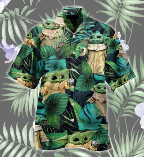 Lovely Alien With Green Leaves In Jungle Design Hawaiian Shirt, Hawaiian Shirt Gift, Christmas Gift