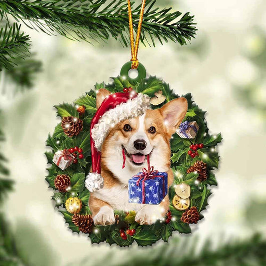 Corgi and Christmas gift for her gift for him gift for Corgi lover Christmas Plastic Hanging Ornament, Christmas Gift, Christmas Decoration