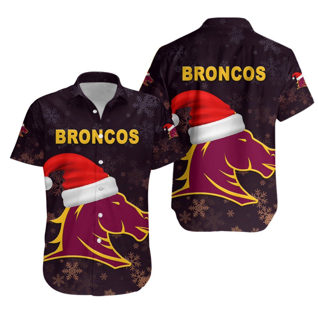 Brisbane Hawaiian Aloha Shirt Broncos Christmas K8 Hawaiian Shorts Beach Short Sleeve, Hawaiian Shirt Gift, Christmas Gift