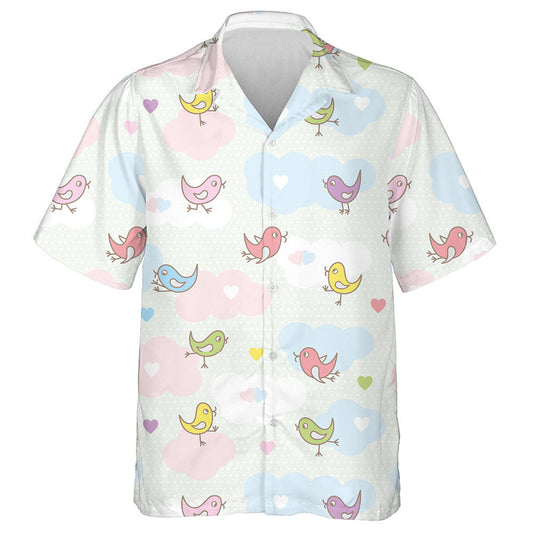 Multicolored Cute Little Birds With Heart And Cloud Hawaiian Shirt, Hawaiian Shirt Gift, Christmas Gift