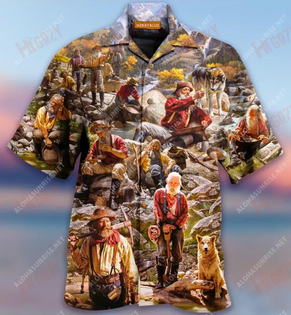 Gold Mining Unisex Hawaiian Shirt Vacation Short Sleeve Hawaiian Crazy Shirts Hawaiian Shirts For Women, Hawaiian Shirt Gift, Christmas Gift