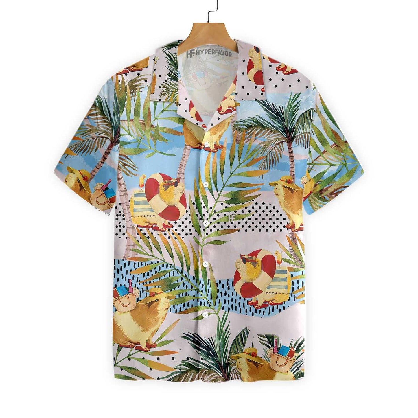 Funny Guinea Pig On The Beach Hawaiian Shirt,Hawaiian Shirt Gift, Christmas Gift