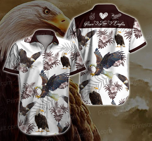 Elegant Eagles Hawaiian Shirt, Hawaiian Shirt Gift, Christmas Gift