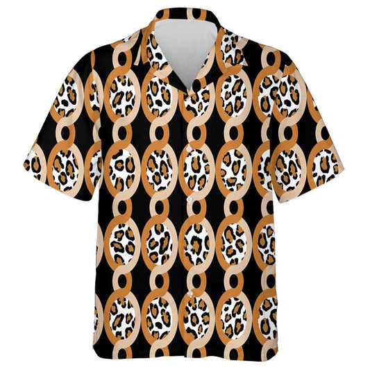 Wild African Leopard With Abstract Chain On Black Hawaiian Shirt, Hawaiian Shirt Gift, Christmas Gift