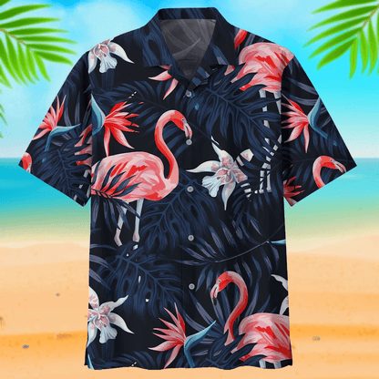 Dark Flamingo Ornamental Design Hawaiian Shirt,Hawaiian Shirt Gift, Christmas Gift