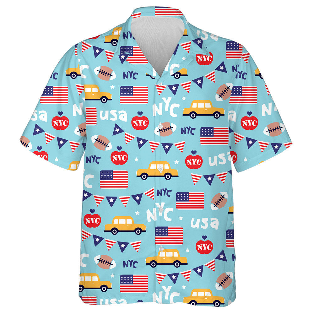 New York City Lovers Independence Day Blue Background Hawaiian Shirt, Hawaiian Shirt Gift, Christmas Gift