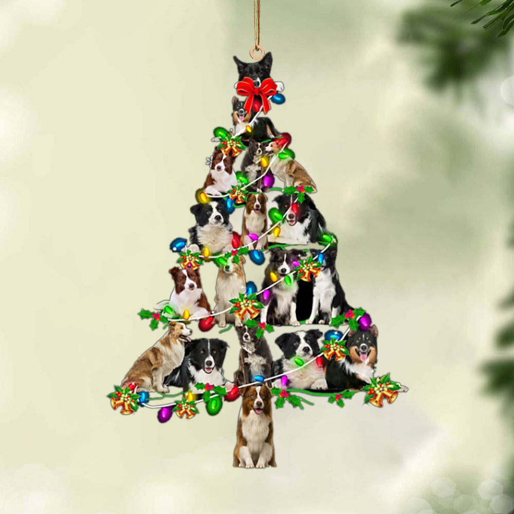 Border Collie-Christmas Tree Lights-Two Sided Christmas Plastic Hanging Ornament, Christmas Ornament Gift, Christmas Gift, Christmas Decoration
