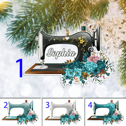 Custom Sewing Machine Flat 2D Ornament, Sewing Lover Personalized, Christmas Tree Ornament, Home Decor Plastic Ornament, Christmas Gift, Christmas Decoration