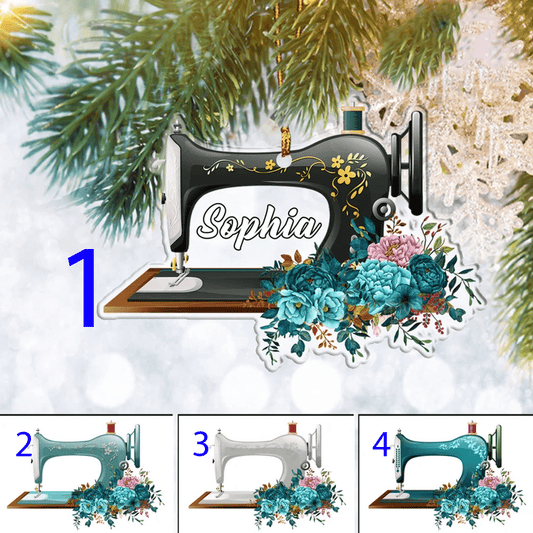 Custom Sewing Machine Flat 2D Ornament, Sewing Lover Personalized, Christmas Tree Ornament, Home Decor Plastic Ornament, Christmas Gift, Christmas Decoration