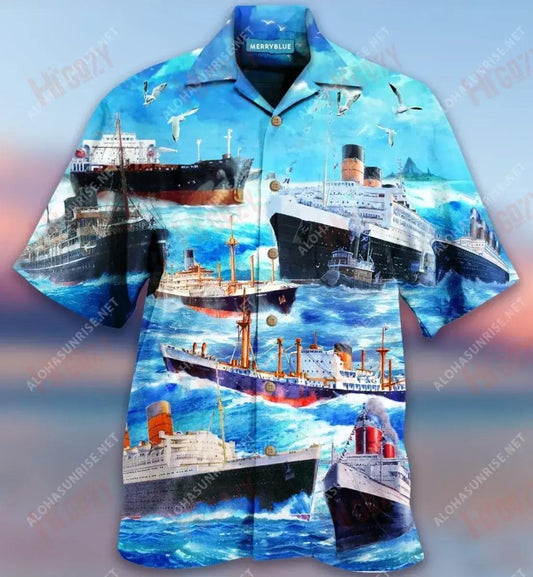 Cargo Ship Unisex Short Sleeve Shirt Hobbies Hawaiian T Shirts Vintage Hawaiian Shirts Hawaiian Shirts For Men, Hawaiian Shirt Gift, Christmas Gift
