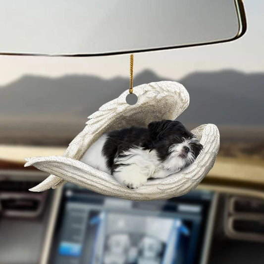 Black and white shih tzu sleeping angel black and white shih tzu ornament, Christmas Ornament Gift, Christmas Gift, Christmas Decoration