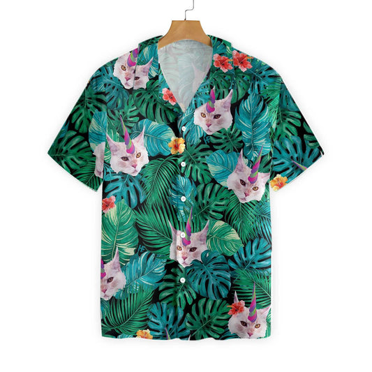 Deep Jungle Unicorn Cat Hawaiian Shirt,Hawaiian Shirt Gift, Christmas Gift