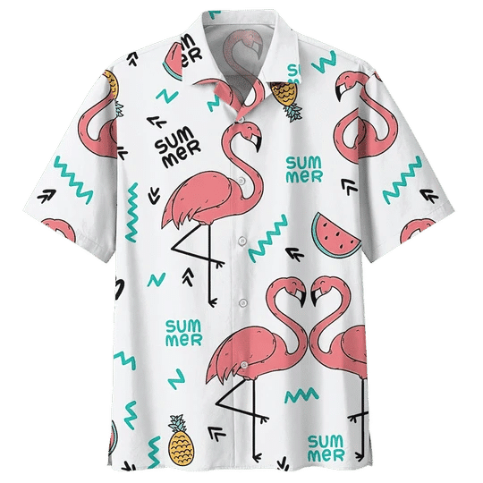 Love Flamingo Ornamental Design Hawaiian Shirt, Hawaiian For Gift