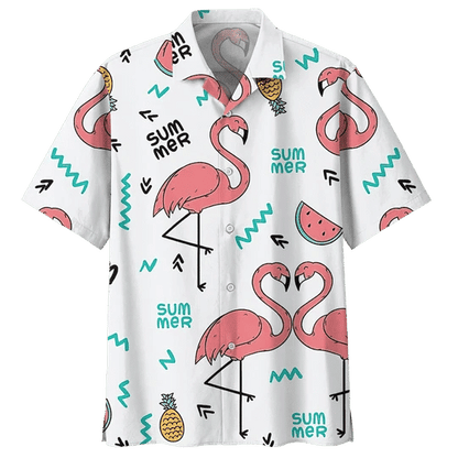Love Flamingo Ornamental Design Hawaiian Shirt, Hawaiian For Gift