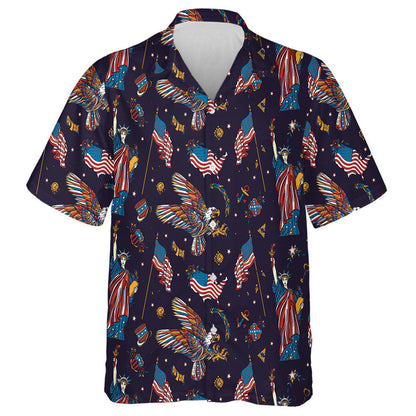 Symbols Of The USA Statue Liberty Eagle Flag Pattern Hawaiian Shirt, Hawaiian Shirt Gift, Christmas Gift